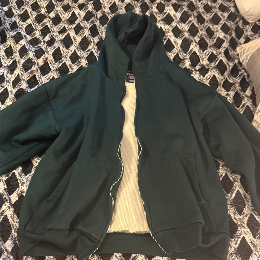 Dark Green lined Zip-Up Hoodie